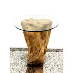 Stolik kawowy z szklanym blatem Drewno tekowe